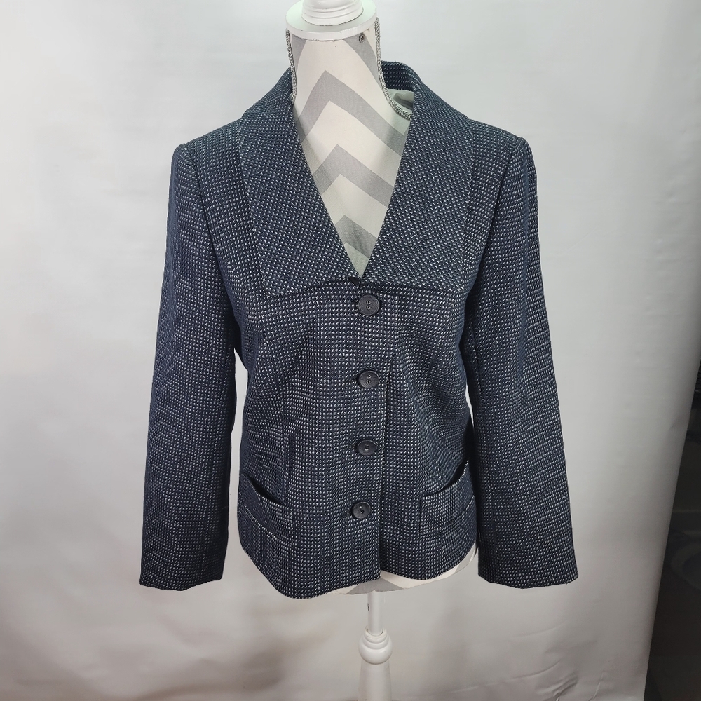 Tavora Blazer Cotton/Wool/Linen/poly Blend Lined Wide Collar Multi button S 12